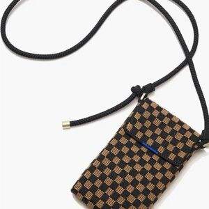 Rothy's Black and Brown Checkered Crossbody Phone/ Card Bag